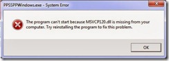 MSVCP120.dll is missing