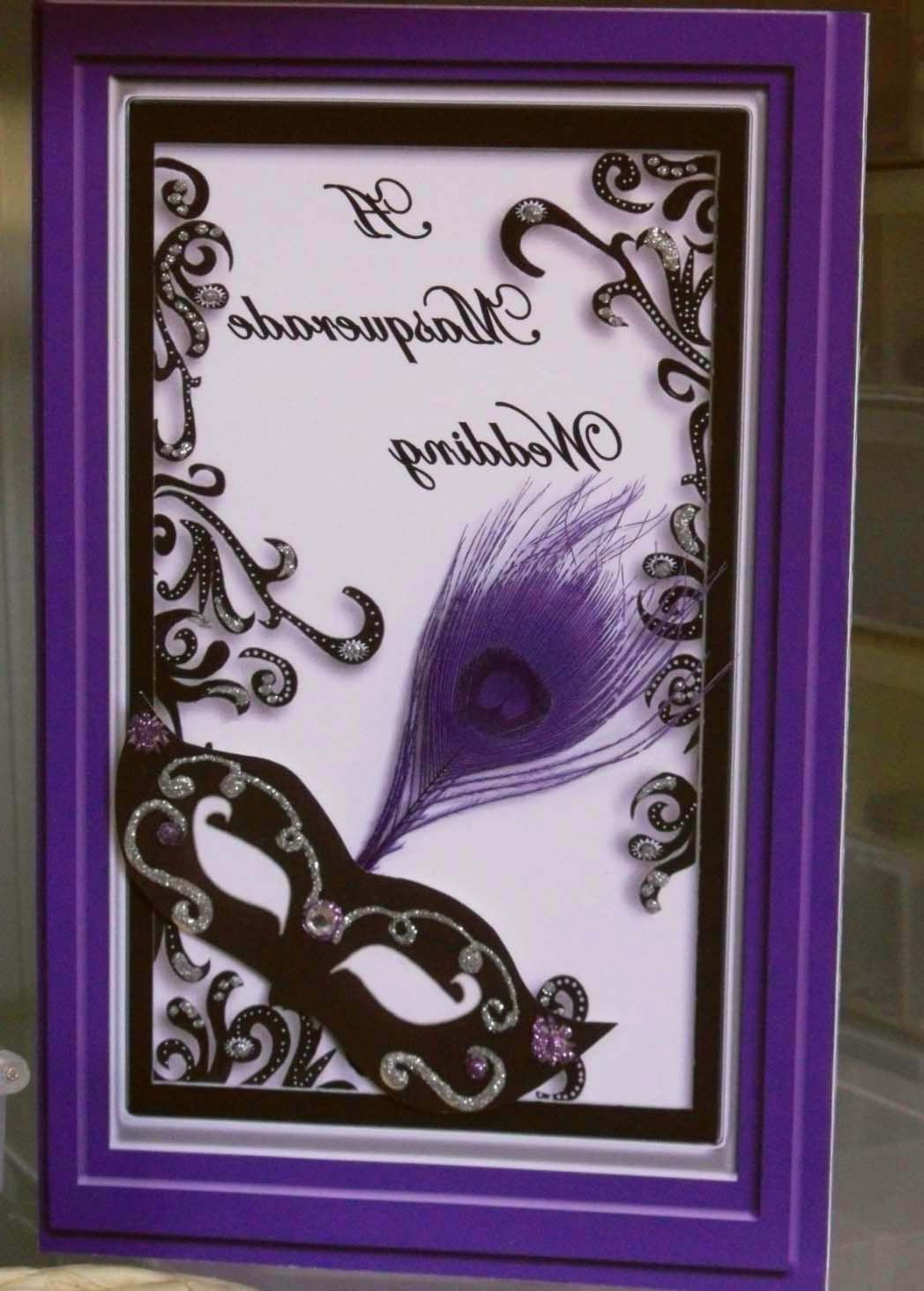 Masquerade Invitation, Deep purple, Black and Silver- Wedding, Quinceanerra,