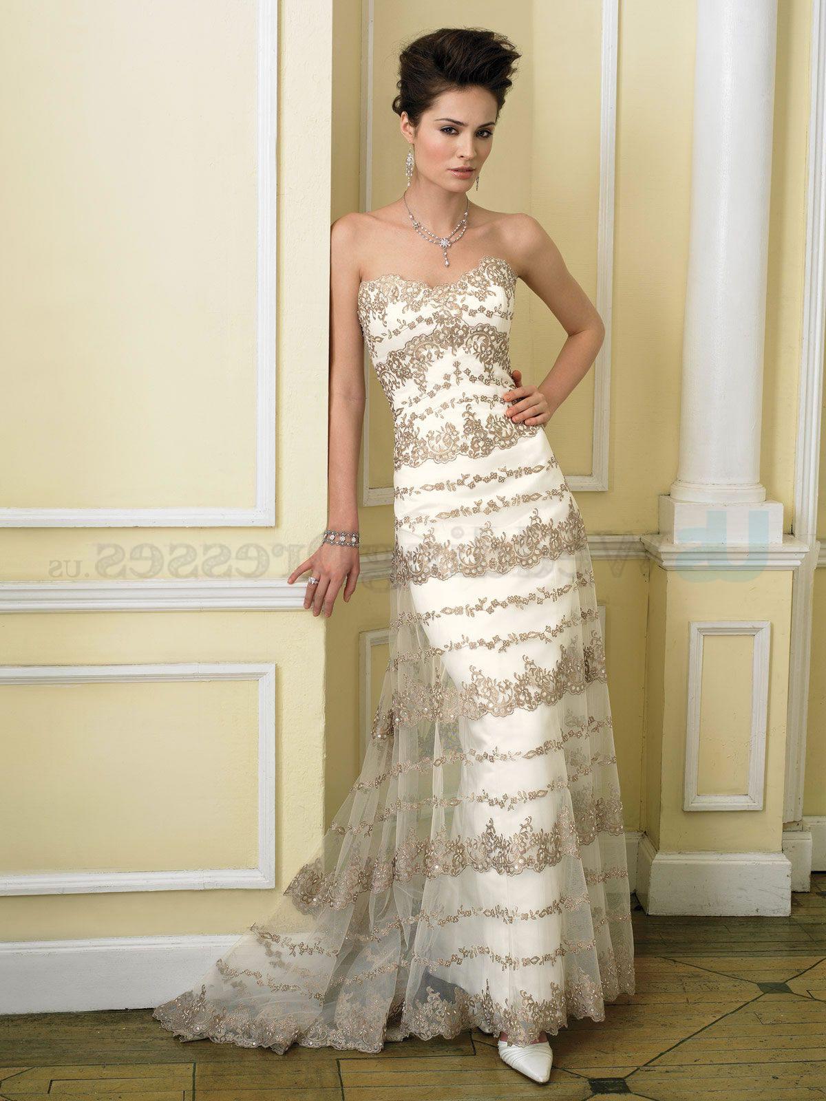 Strapless allover lace and illusion modified mermaid gown with sweetheart