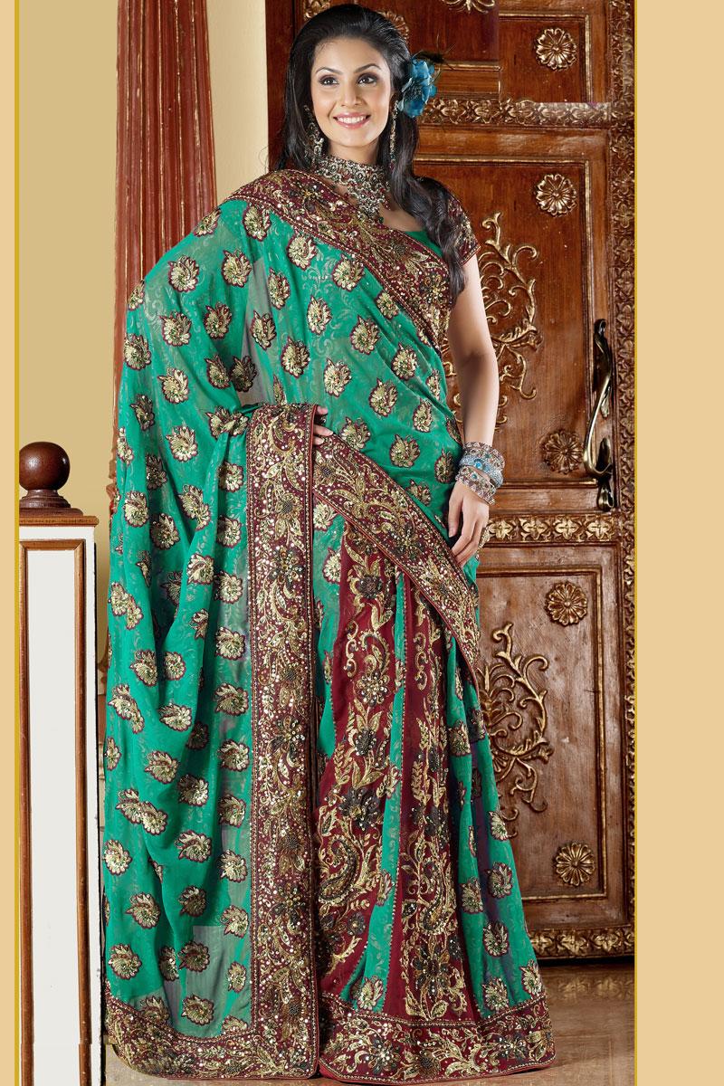 Green Embroidered Traditional