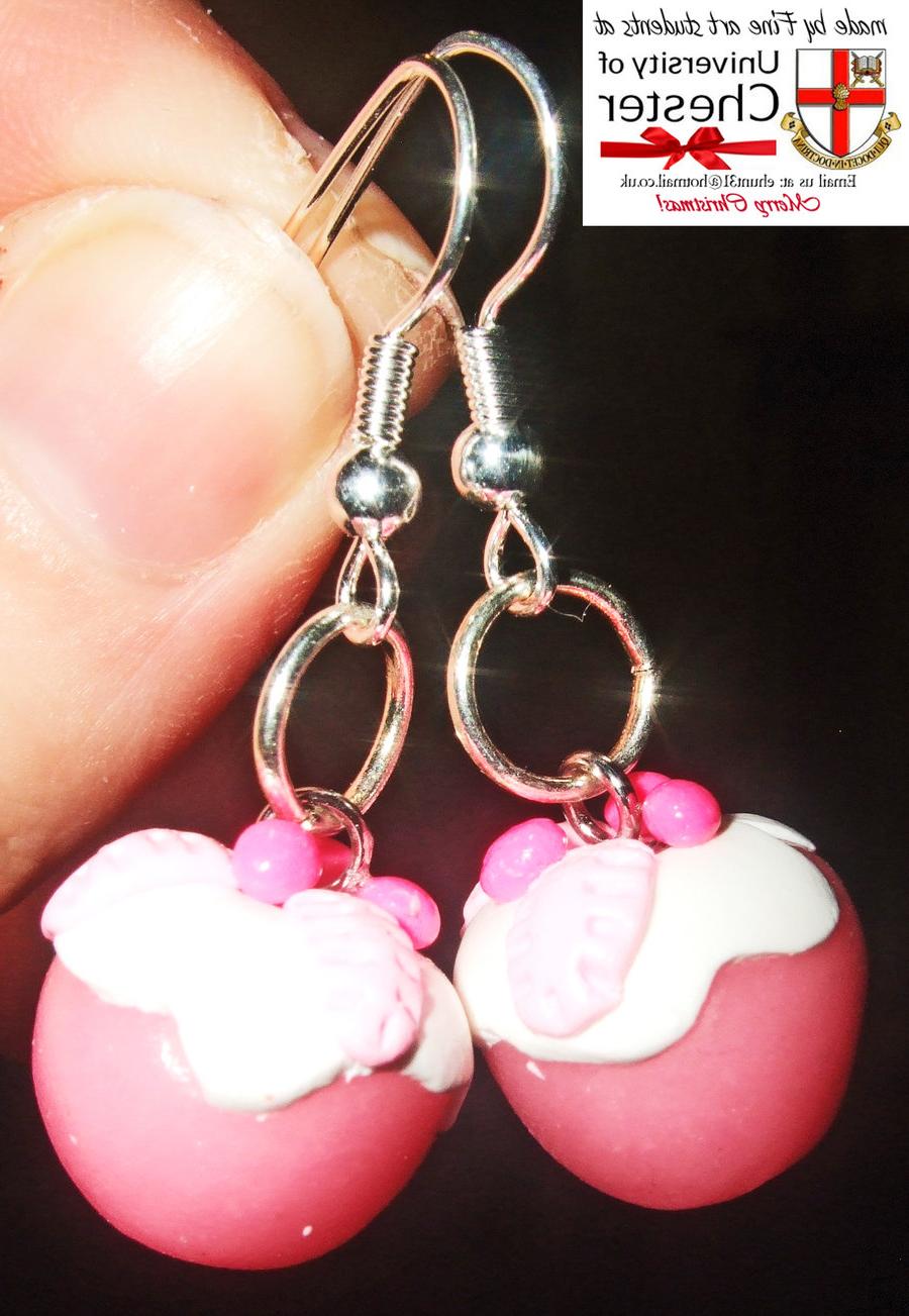 Pink Xmas Pudding Earrings by