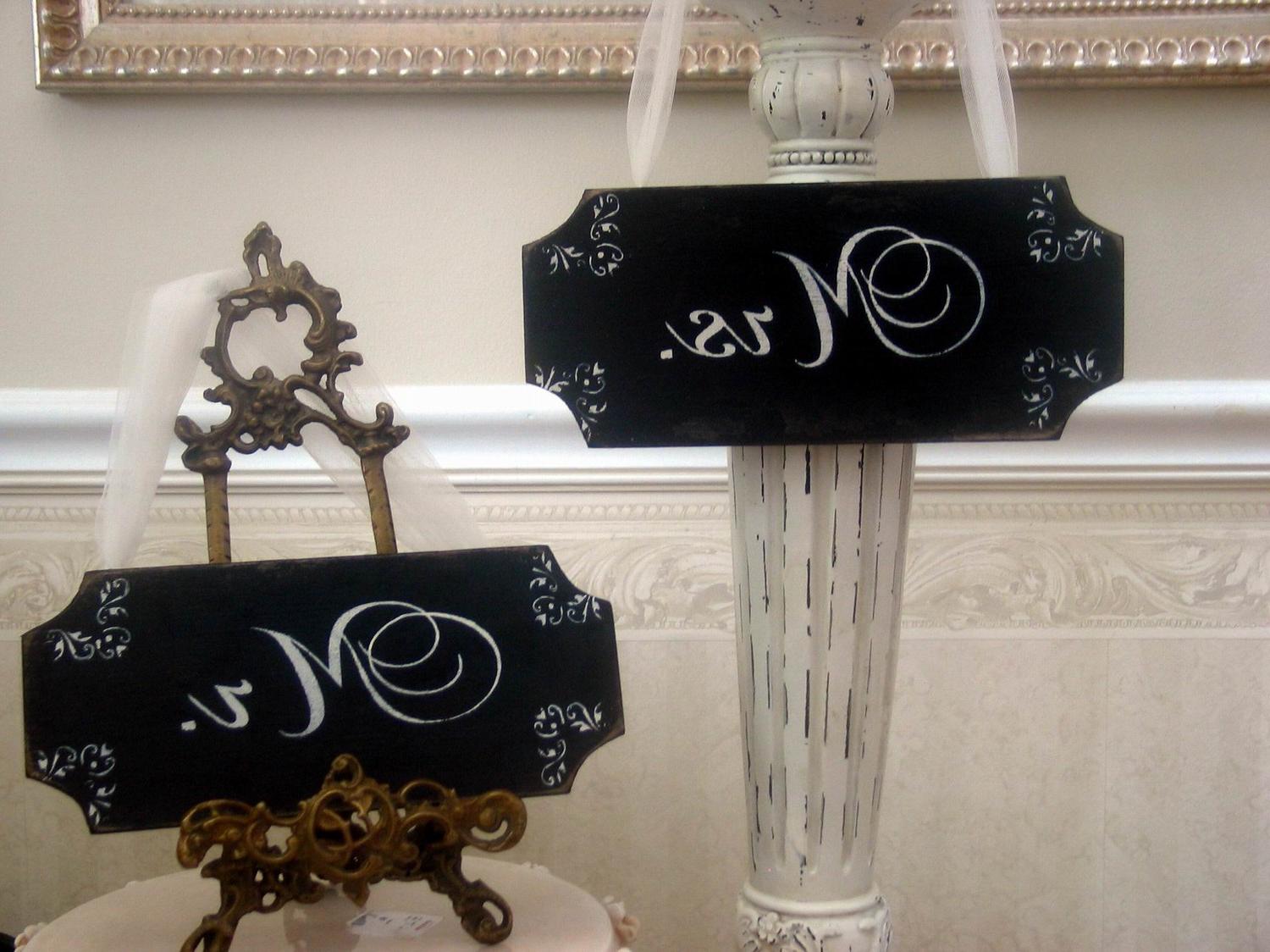 MRS. shabby wedding signs Set of two handmade wooden signs signs by diane