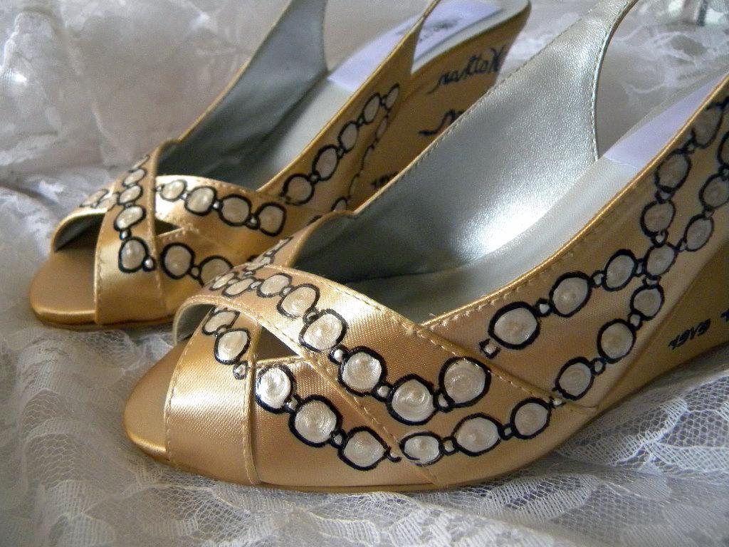 Wedding Shoes Painted Wedges