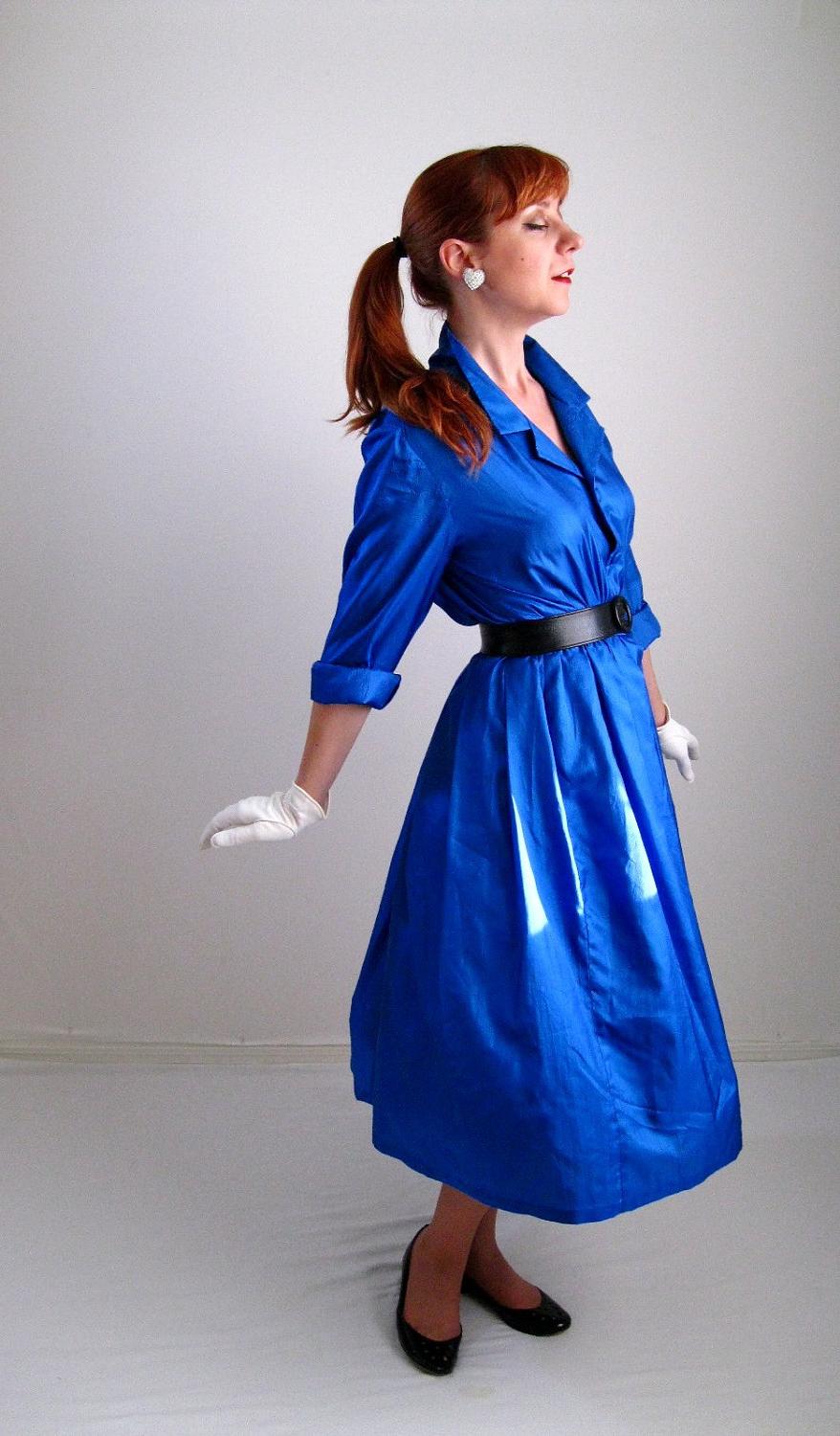 Sale-1960s Blue Dress Royal