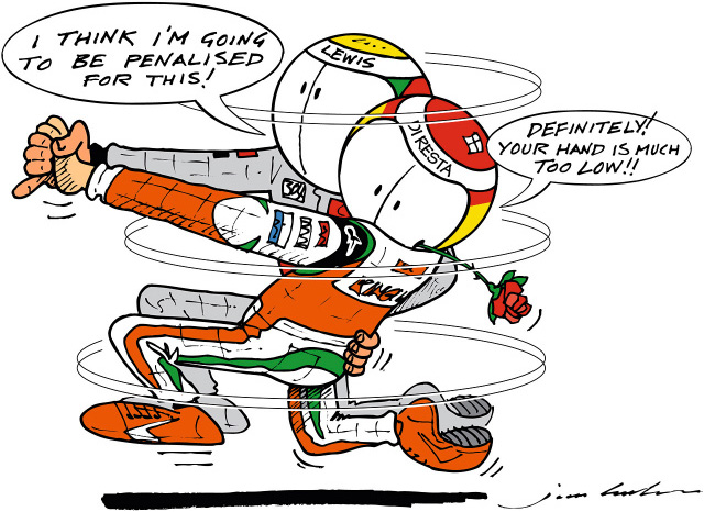 танец Льюиса Хэмилтона и Пола ди Ресты на Хунгароринге - комикс Jim Bamber после Гран-при Венгрии 2011