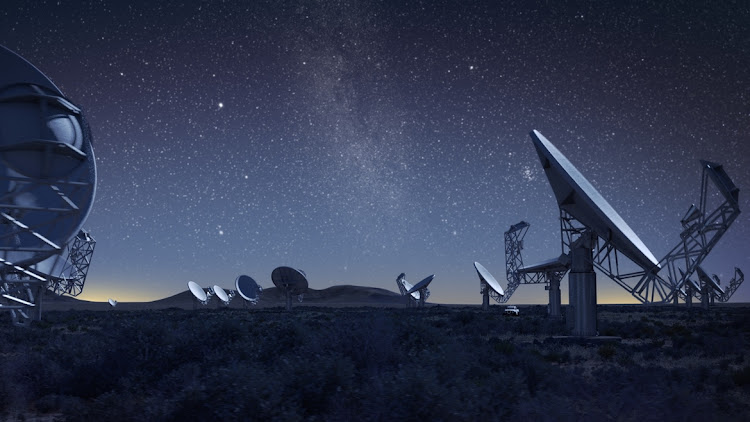An artist's impression of the MeerKAT radio telescope in the Northern Cape.