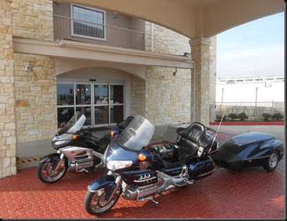 checking into our hotel; Galveston, TX