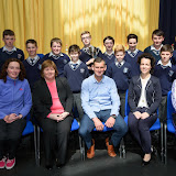 Sports Award Winners at the Mulroy College Junior Prize Giving with seated Tara Friel, Catherine McHugh, Shaun McFadden, Fiona Temple and Eibhlin Crampsie.  Photo:- Clive Wasson