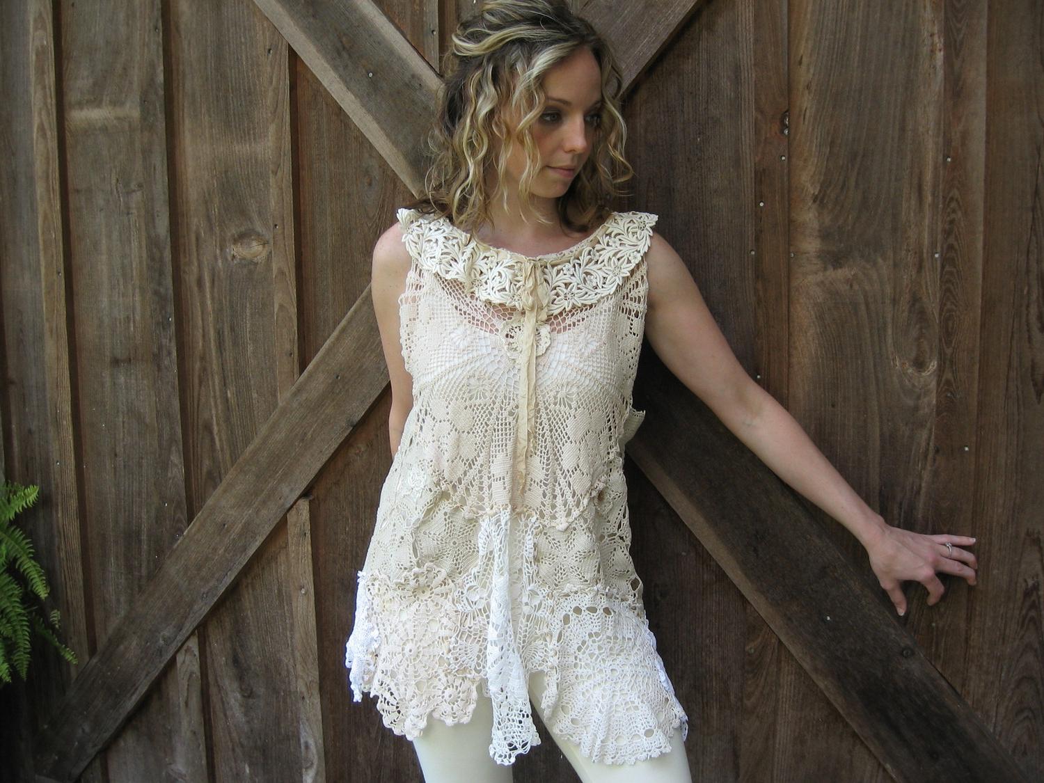 CROCHET LACE TOP TUNIC DRESS