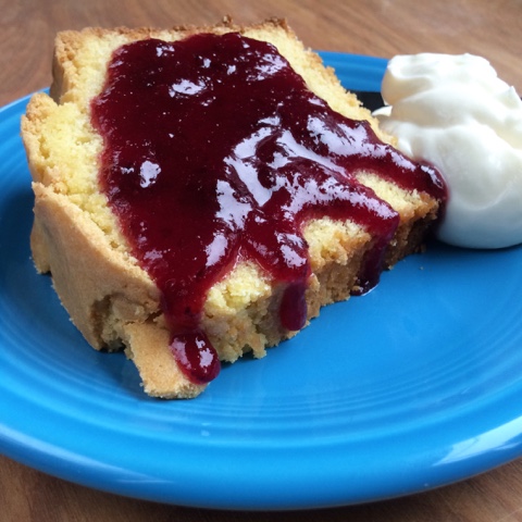 Southern Buttermilk Pound Cake with Plum Sauce