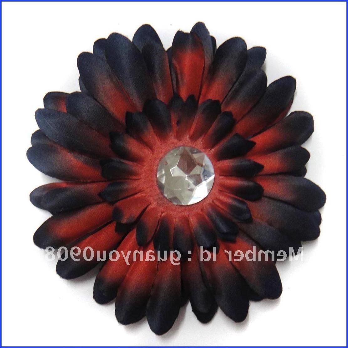 Black Red 30pcs Lot 4 Gerbera Daisy Flower With Crystal Hair Clip For Baby