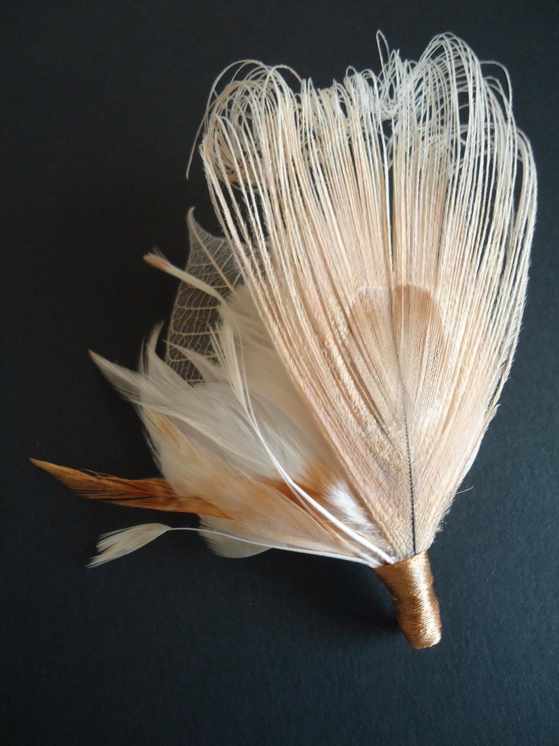 peacock feather boutonniere