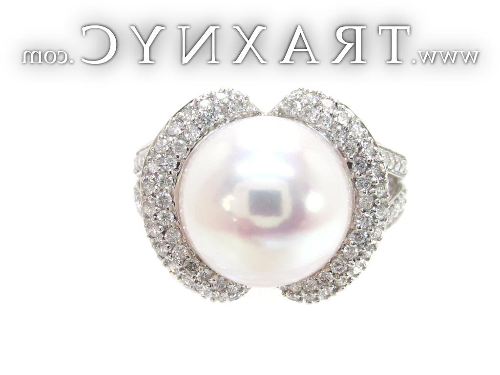 Ladies Diamond Pearl Ring