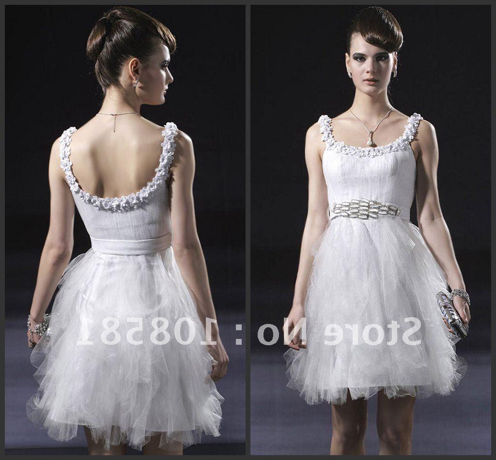 Wholesale white small flowers traps round neck oganza open back crystal