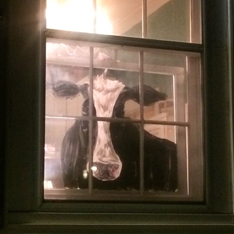 cow in window