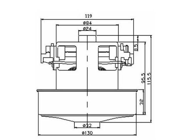 Motore 1400W senza codolino aspirapolvere LG 11ME66 - 1