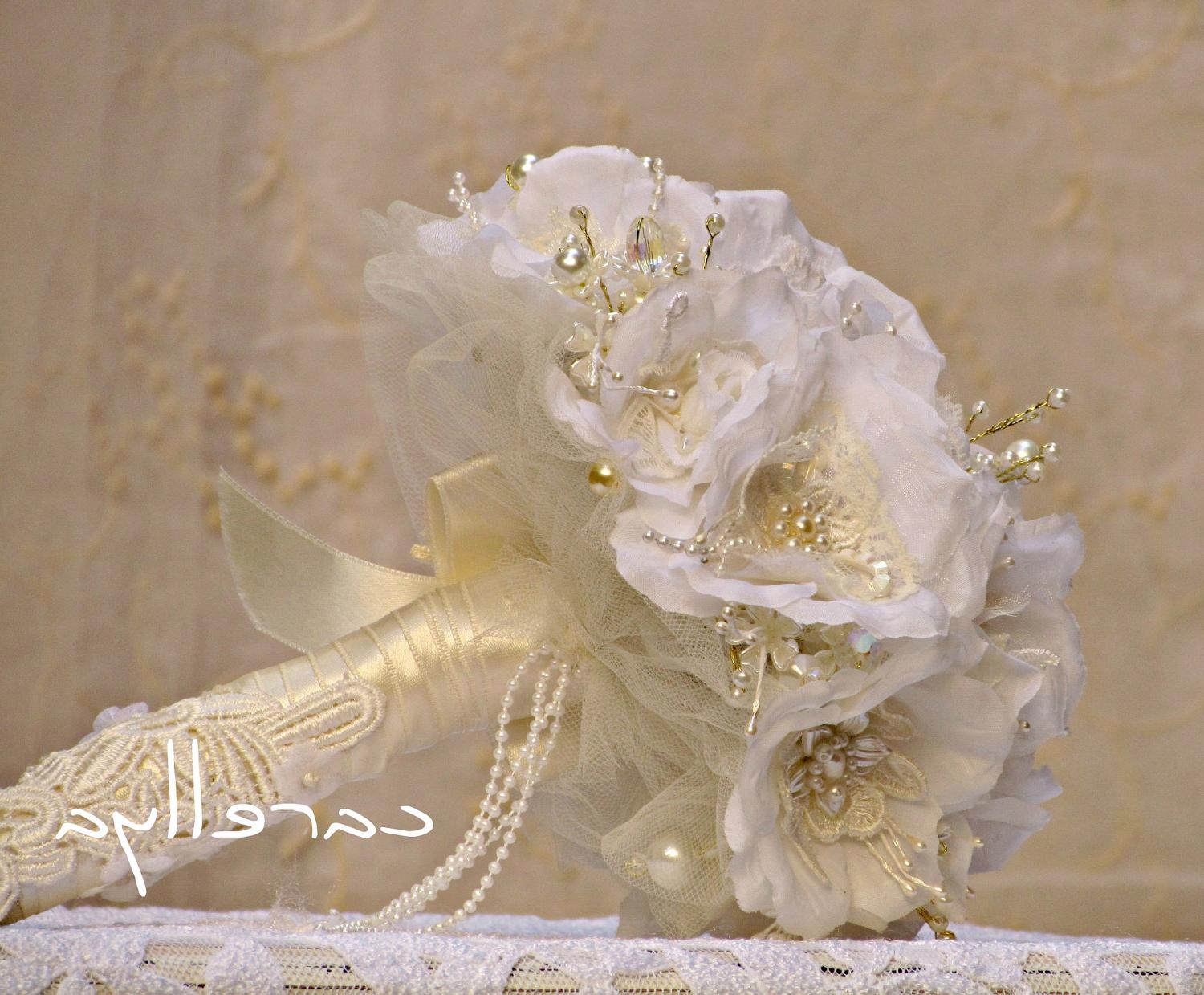 Fabric Jeweled Bridal Bouquet