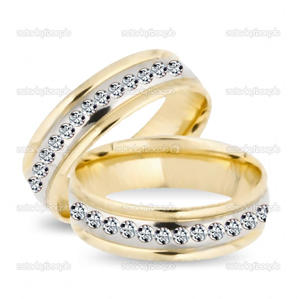 Gold wedding rings and diamonds Vector illustration