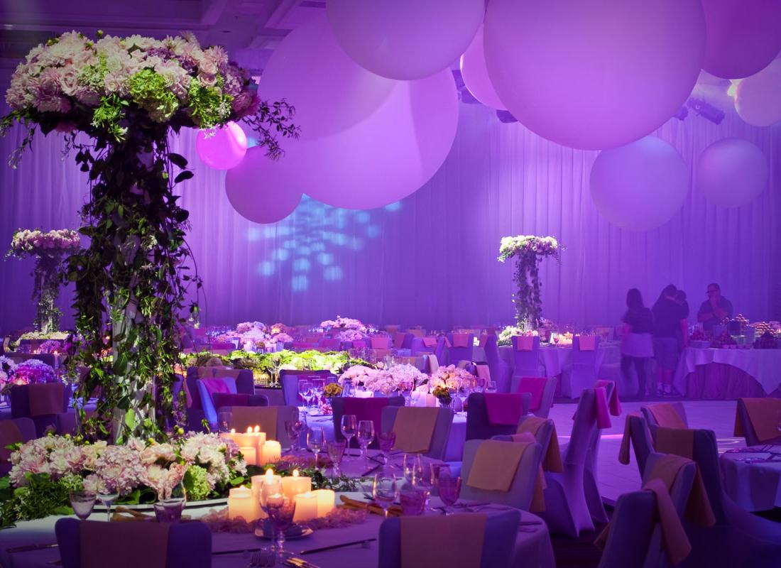 purple wedding reception