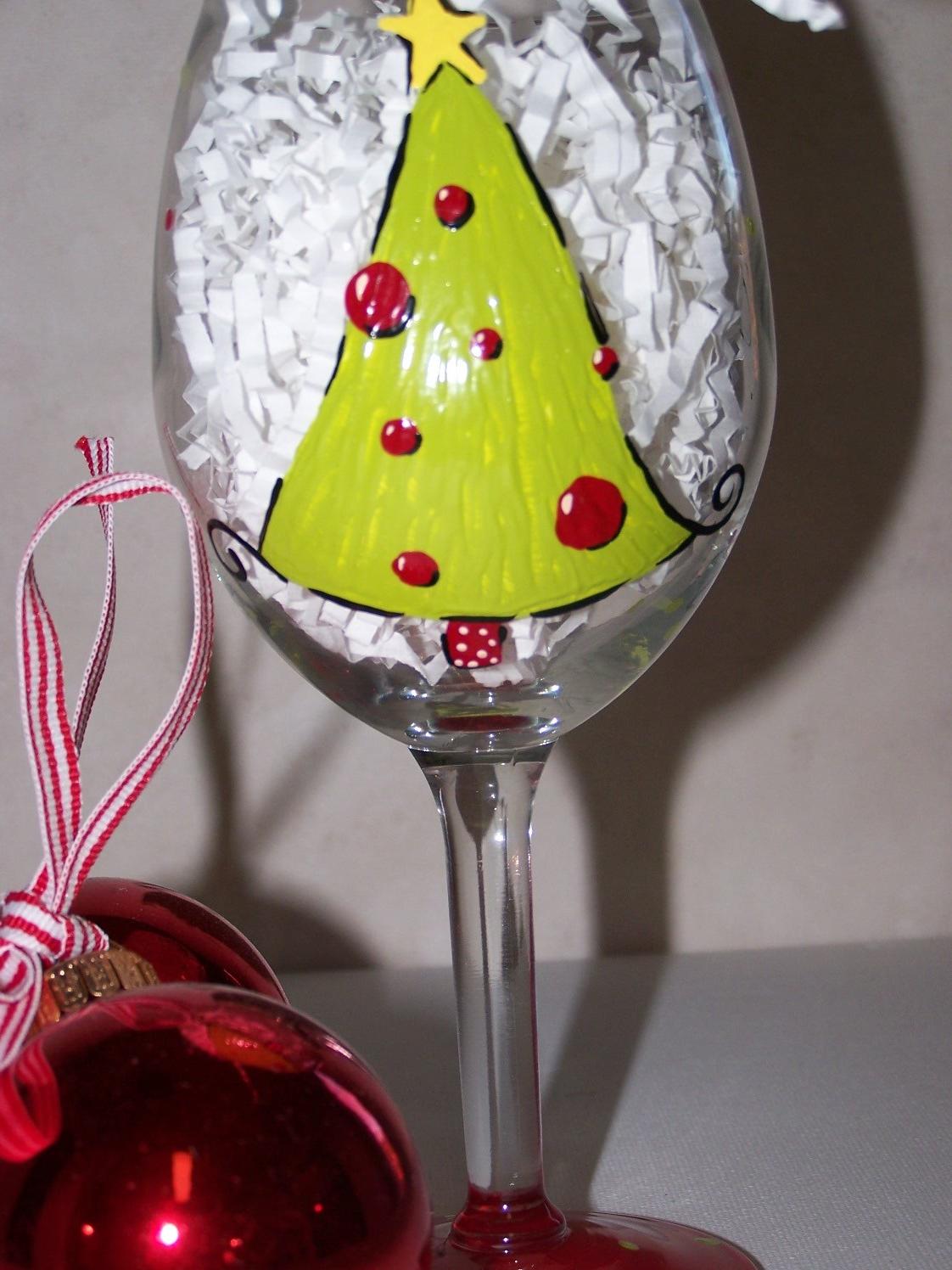 Hand Painted Wine Glass Whimsy