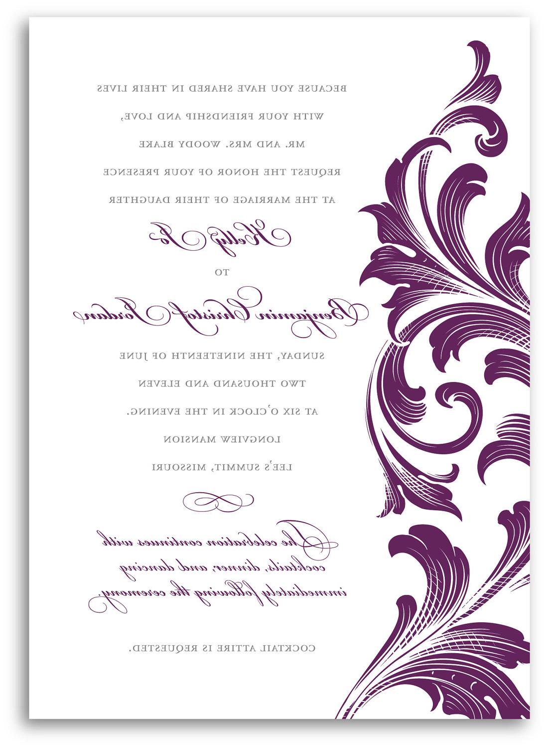 Elegant Floral Damask Wedding Invitation : Customizable Size, Wording,