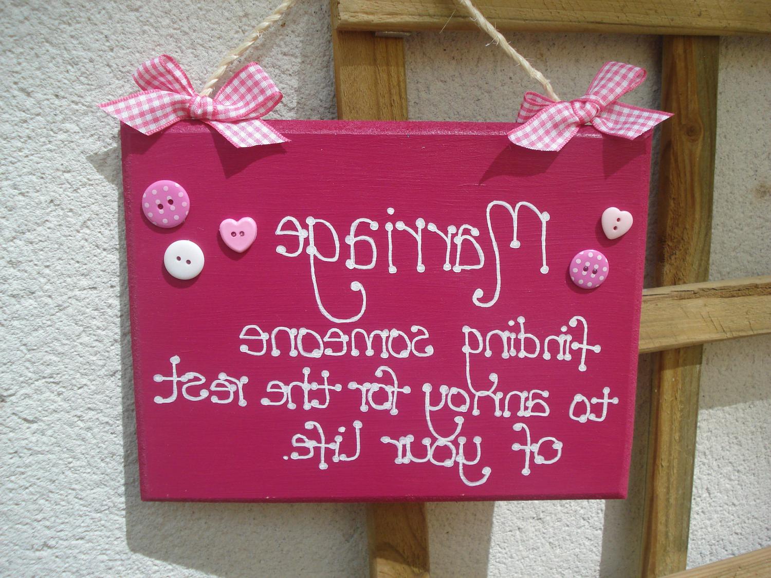 MARRIAGE primitive sign plaque in pinks great wedding gift idea