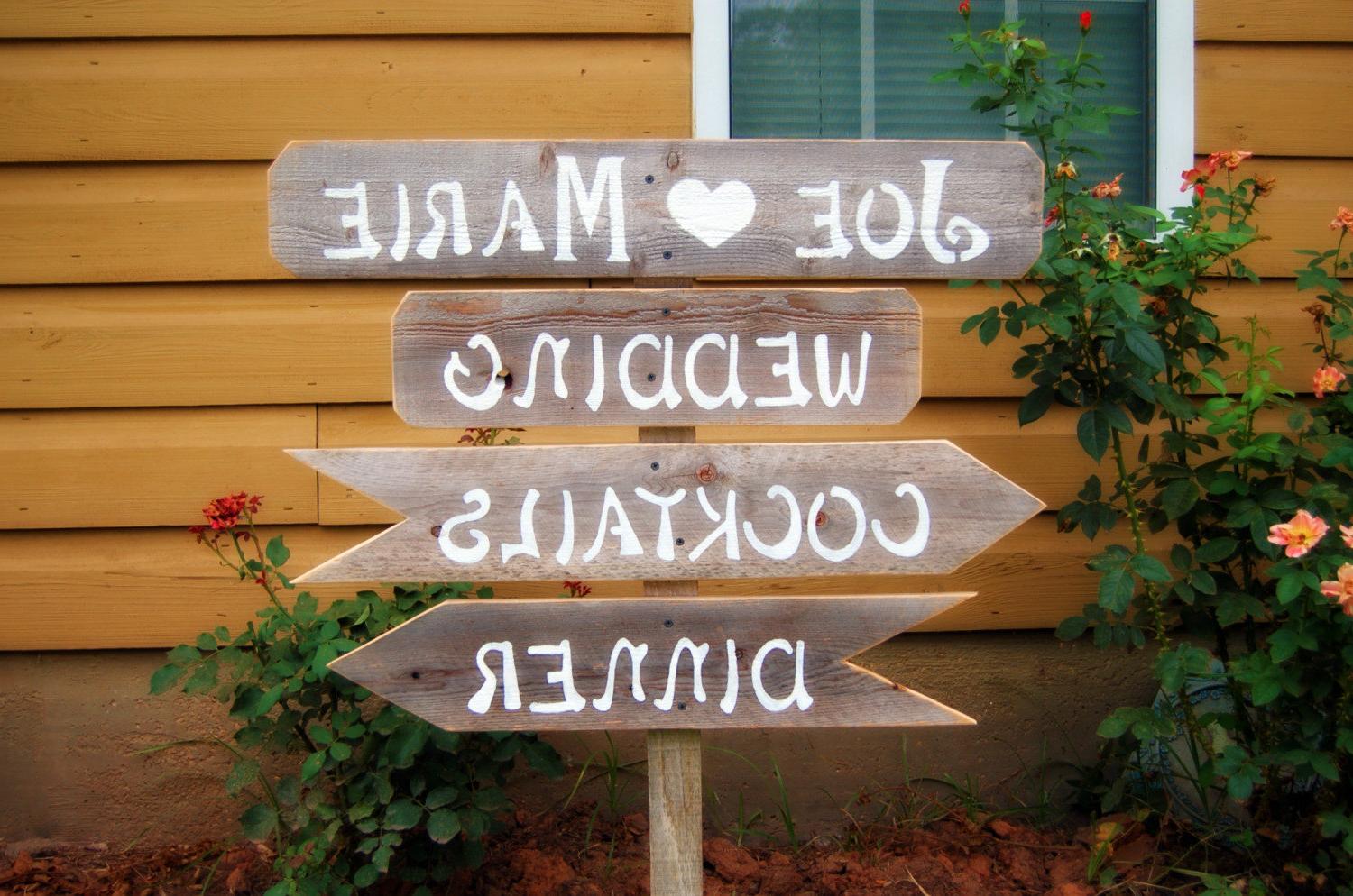 Eco Wedding Signs Hand painted on Reclaimed Wood.