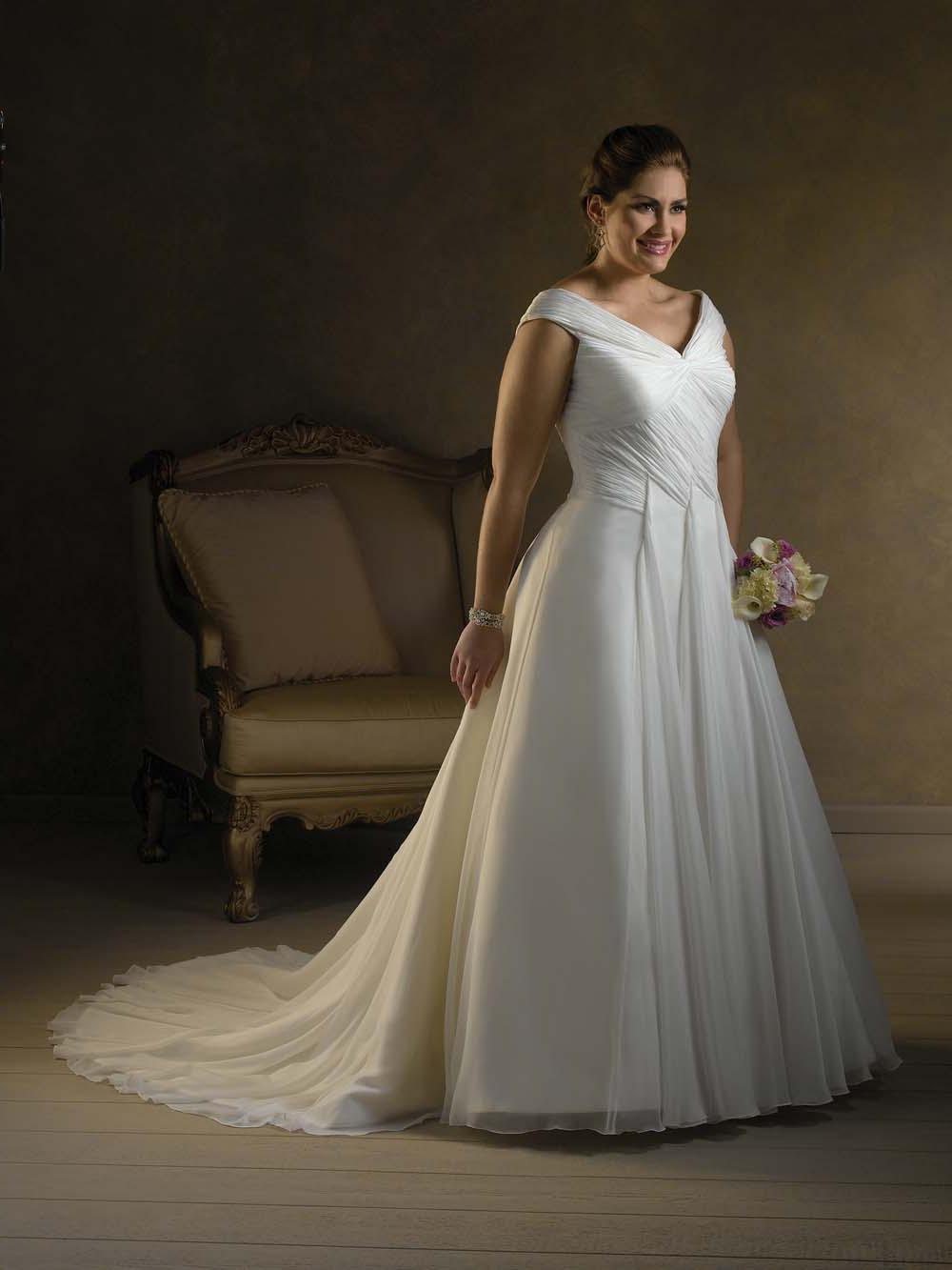 V-neckline plus size wedding dress-SZ5835