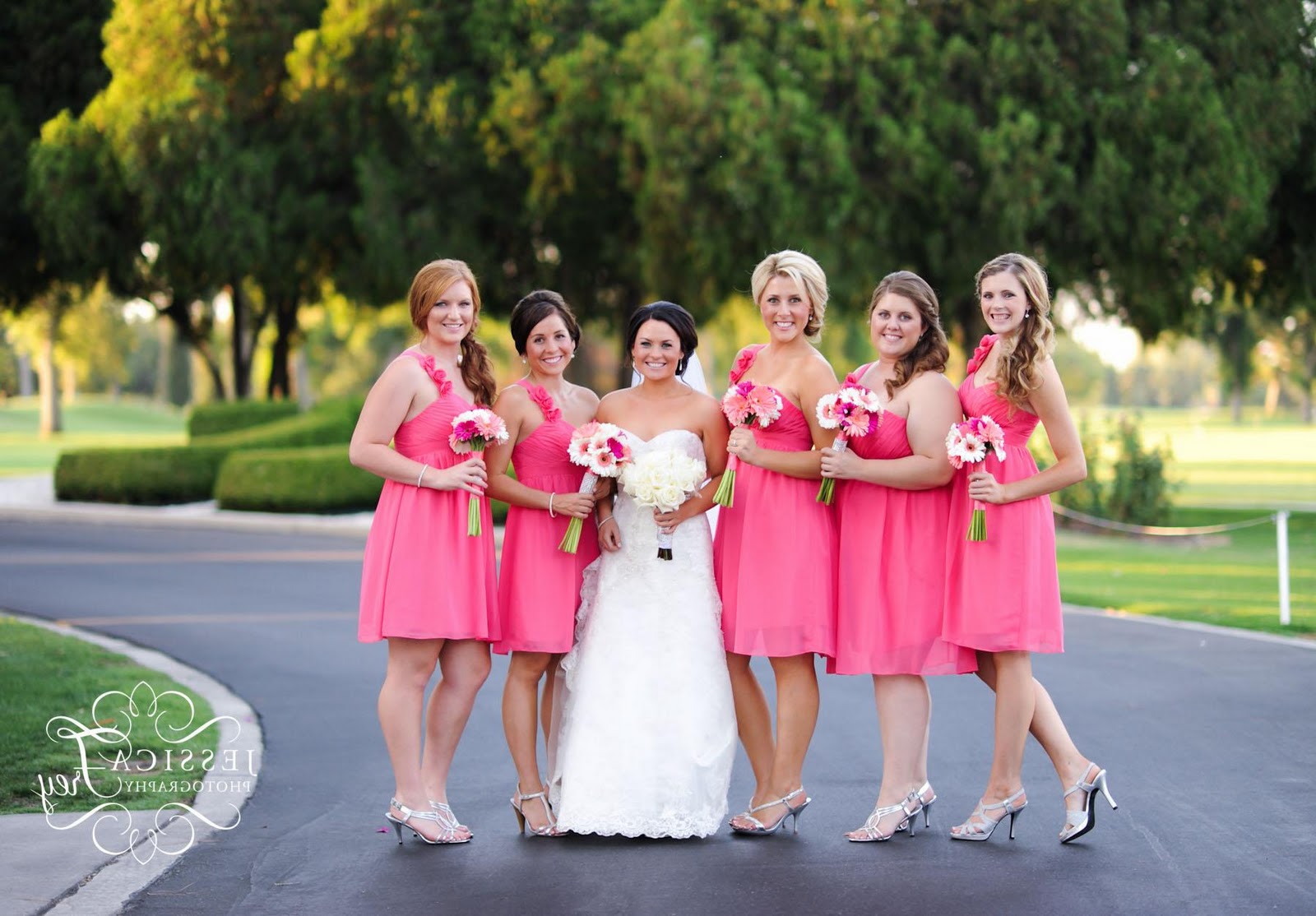 Short pink bridesmaid dresses