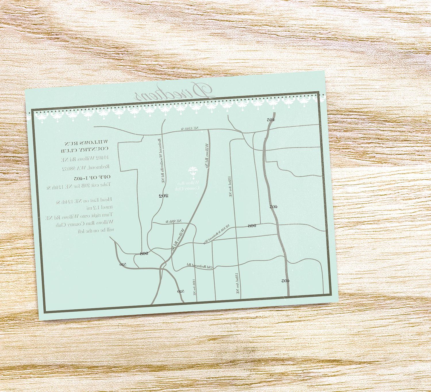 Wedding Invitation MAP and direction card Romantic, Classy, Formal,