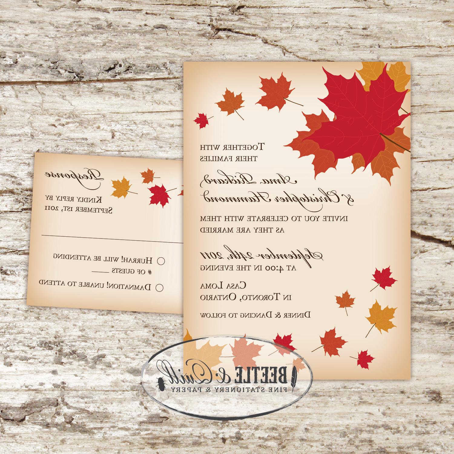 Fall in Love Printable Wedding Invitation Set. From beetleandquill