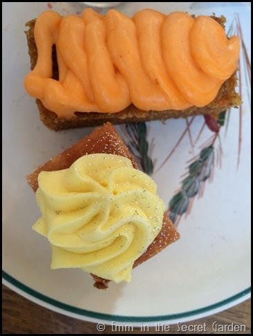 Carrot cake and lemon cake at the Secret Garden Kent