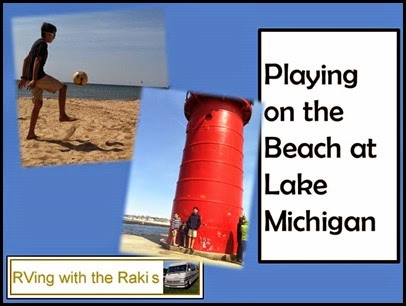 playing on the beach at lake michigan