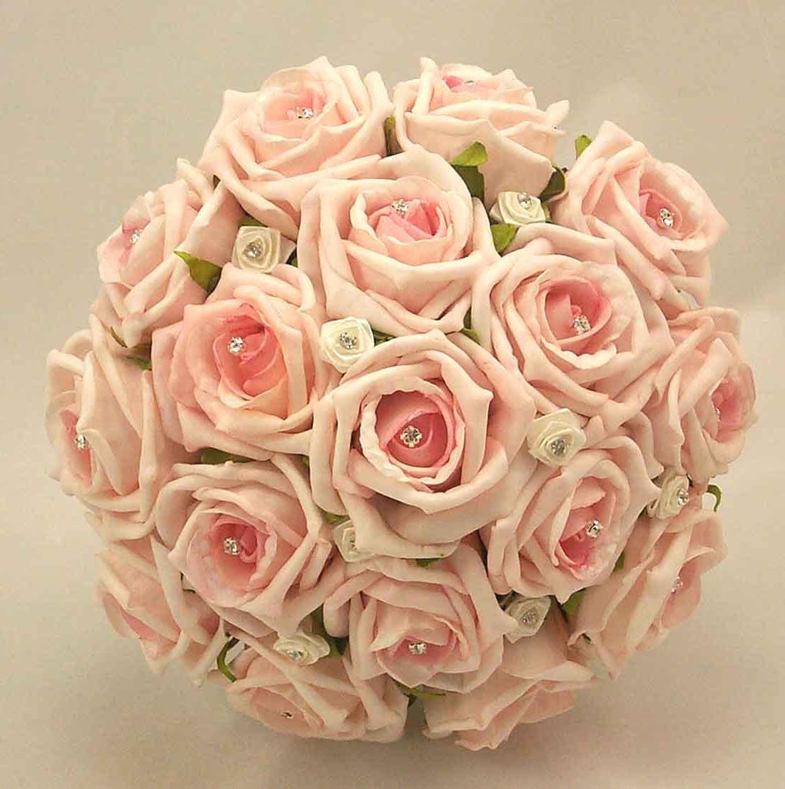 Baby Pink Diamante Rose Bridal