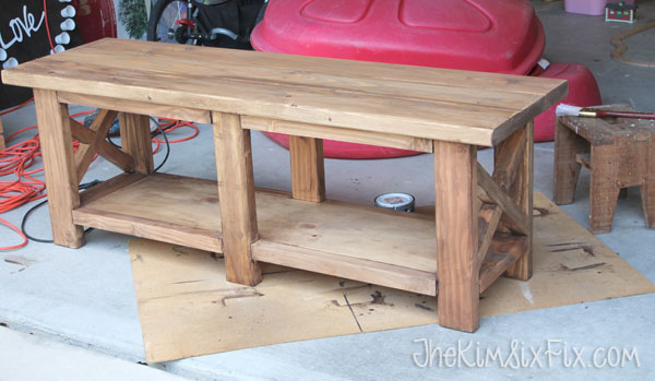 Wooden bench from 2x4s