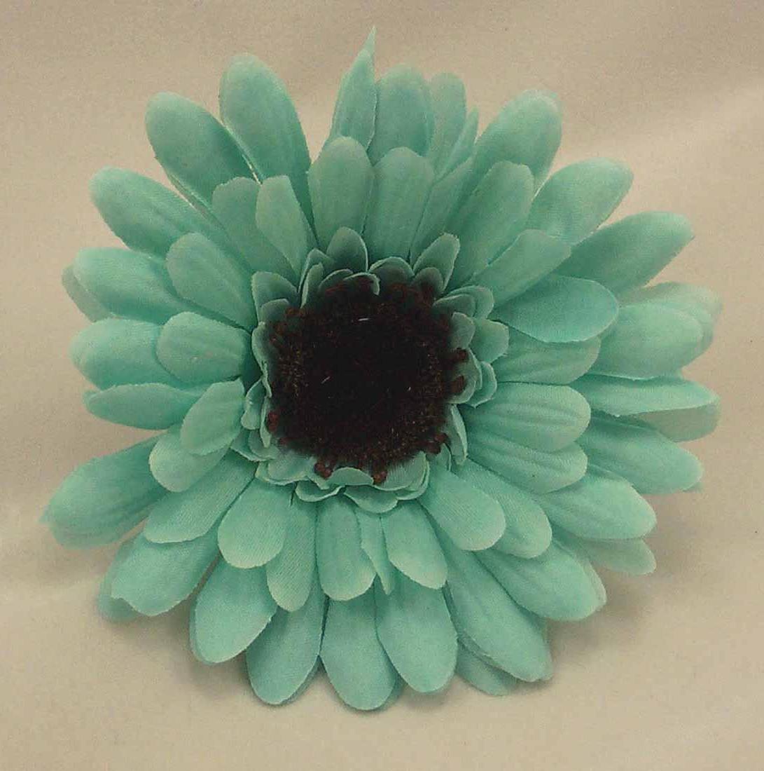 6 Silk Aqua Turquoise Gerbera