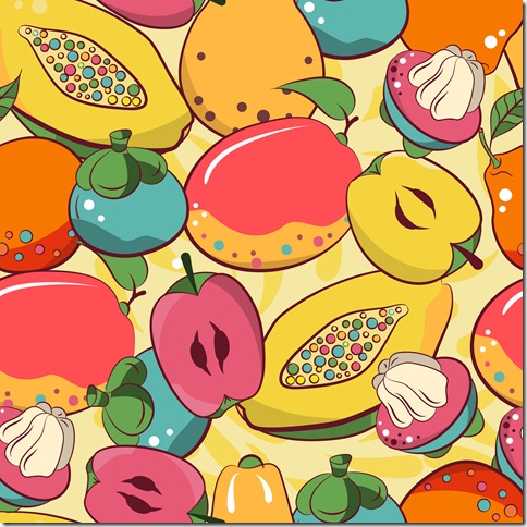 Seamless pattern of tropical fruits