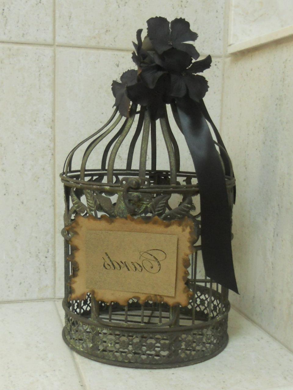 Small Round Rustic Vintage look Wedding Card Holder Birdcage