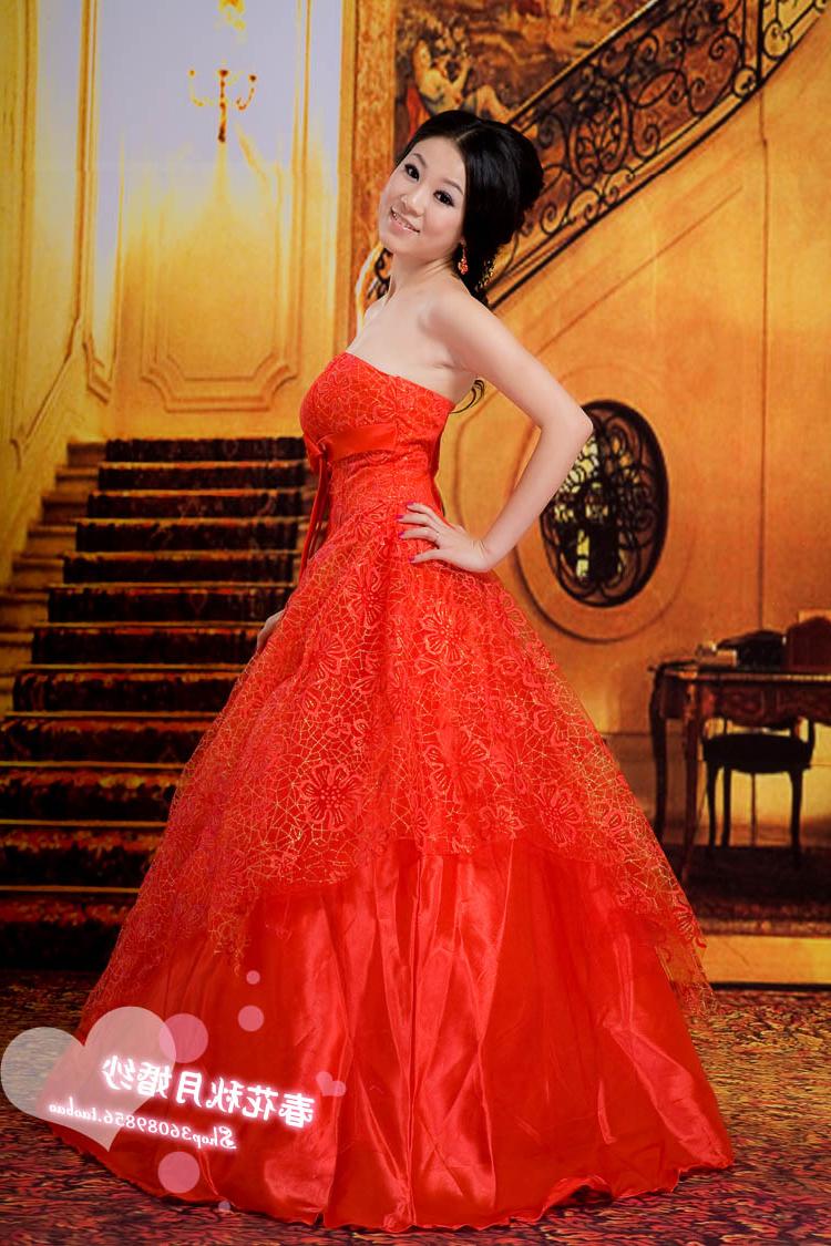 the latest generation New style, gold sequined red Wedding gowns,