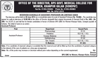 BPS Govt Medical College for Women - indgovtjobs