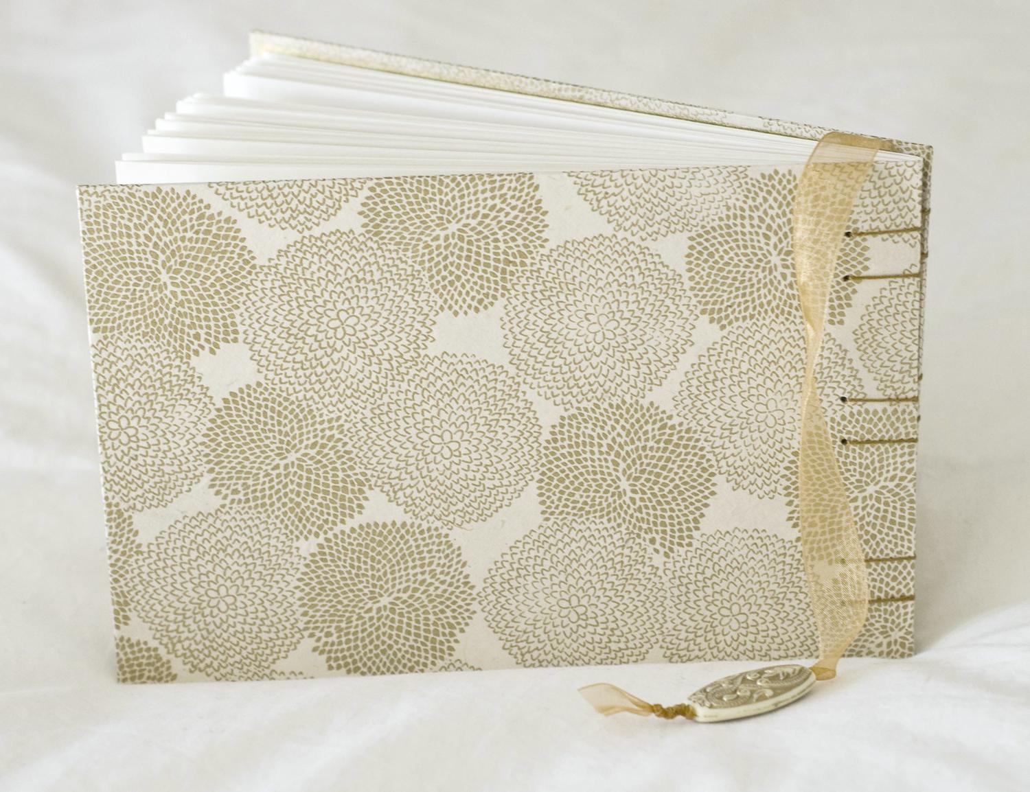 Gold mums guest book cream