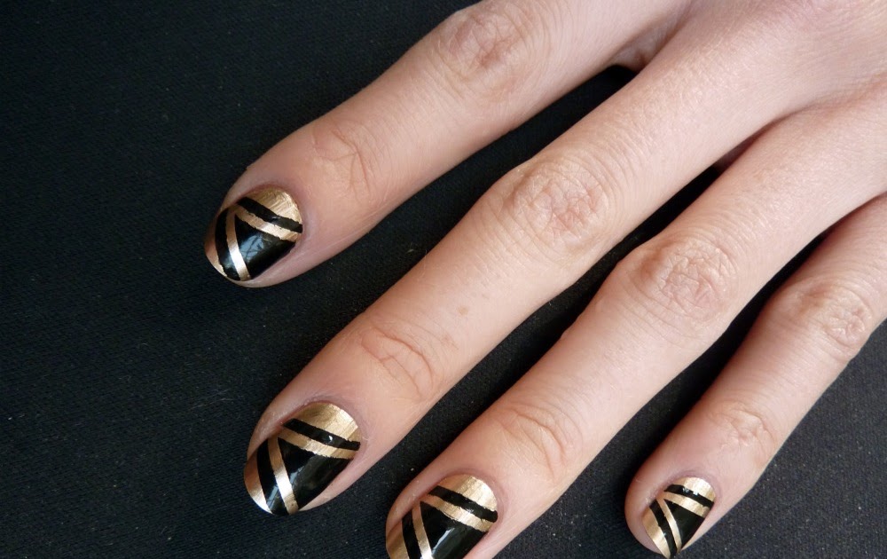 4. Black and Gold Marble Nails - wide 11