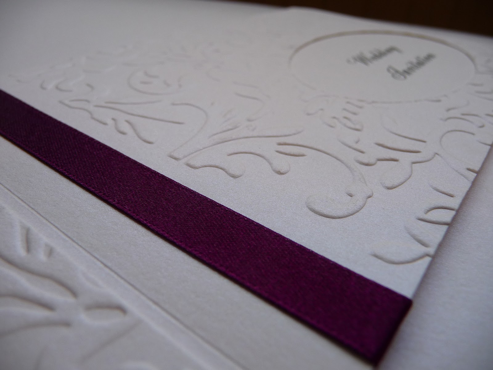 White and Plum Hand-Embossed