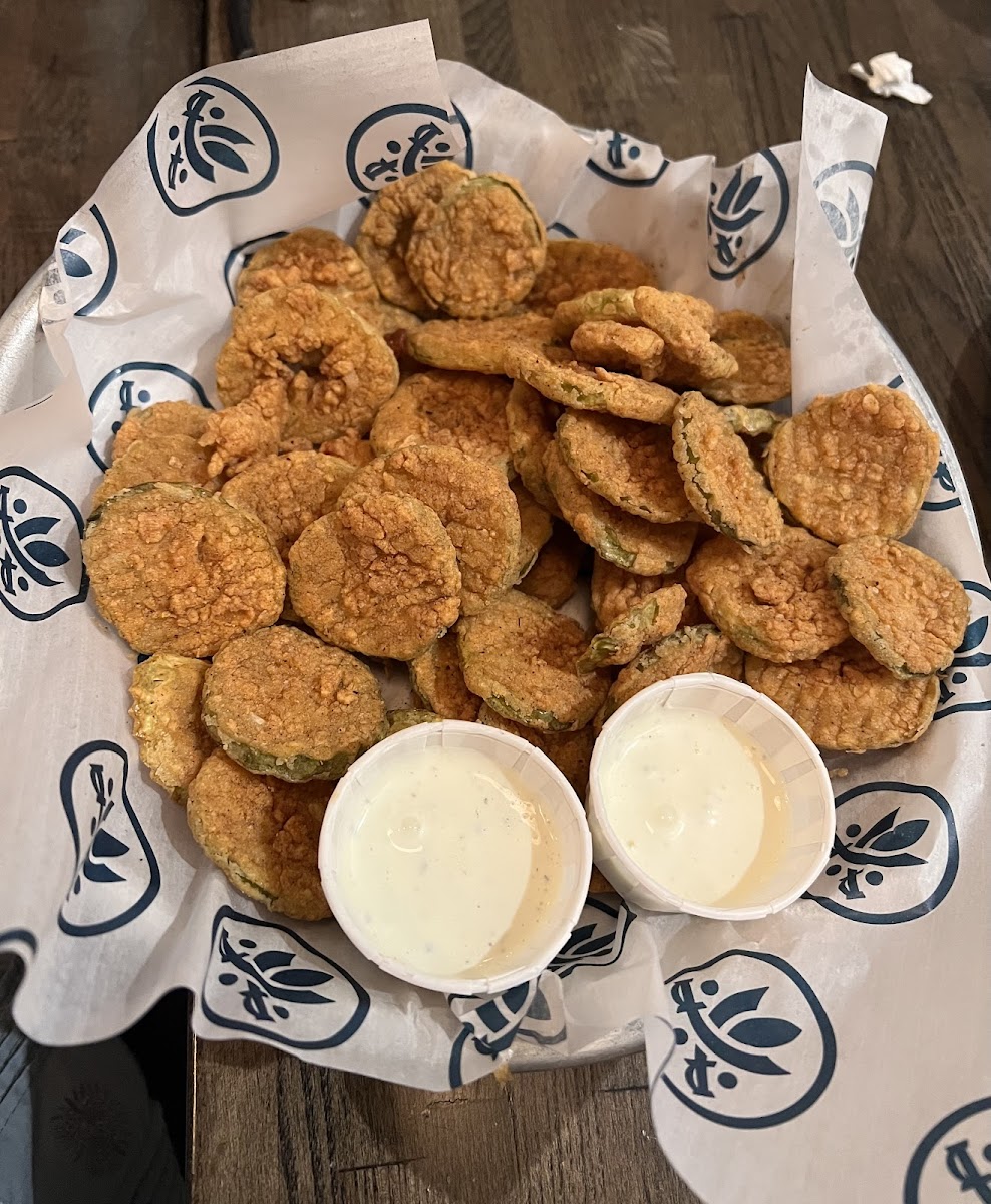 GF Fried Pickles with Ranch Dressing - YUM! $5 on the Happy Hour Menu (M-F until 6pm)