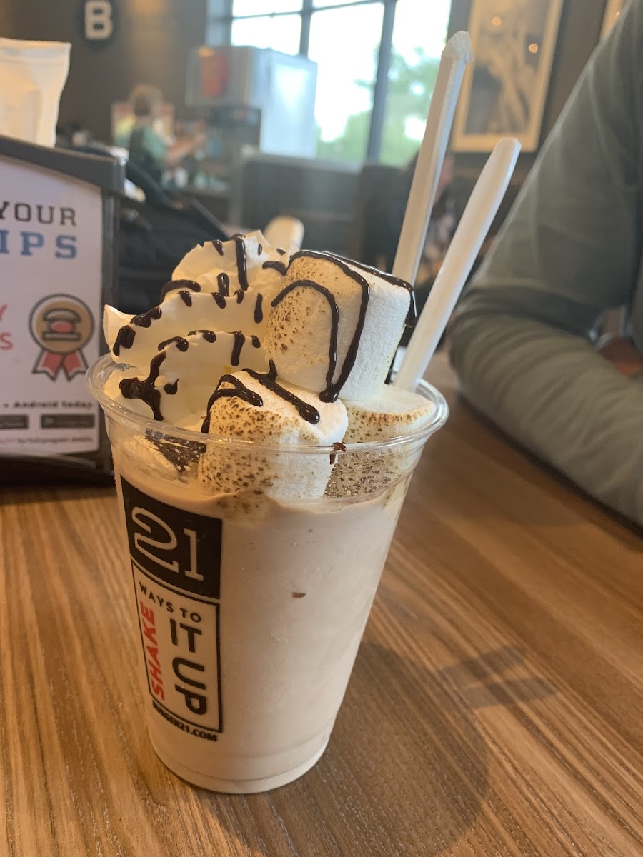 Stunning Milkshakes - many can be done GF this one a chocolate and Hazelnut. Fulfils the need for a delicious dessert so often missing for the Celiac!