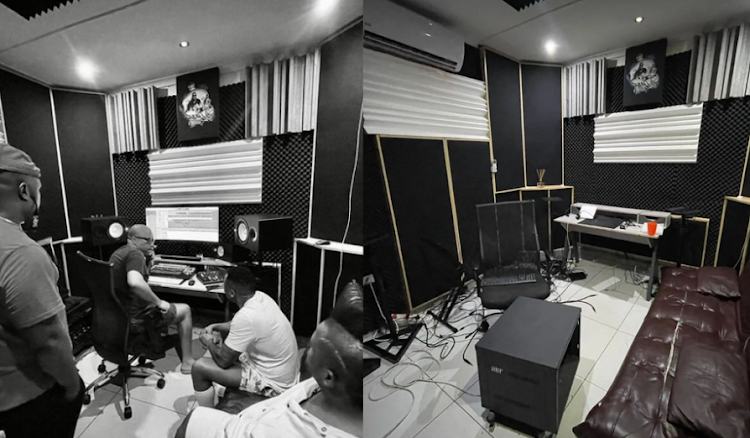 Picture of Tira's studio on the left is from February, and on the right showcases the studio after equipment was stolen.