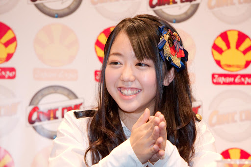 Minami Minegishi of AKB48 during lecture at Japan Expo 2009 in Paris, France.