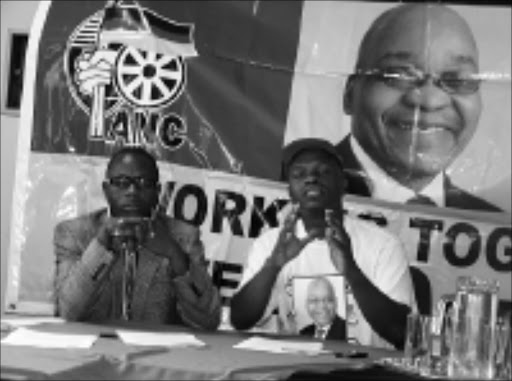 WE'LL WIN ALL: ANCYL's Hamzer Ngwenya and Isaac Mahlangu at a press conference yesterday. 11/02/09. © Unknown.
