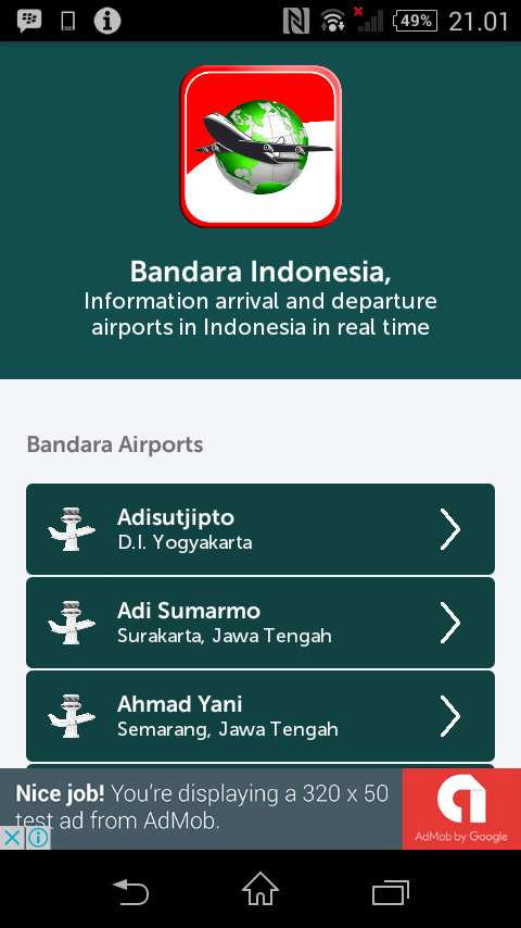 Android application Indonesian Airports Schedule screenshort