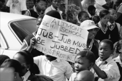 NO TO BAIL: Pupils from various schools outside the Protea magistrate's court. 10/03/2010. Sowetan.